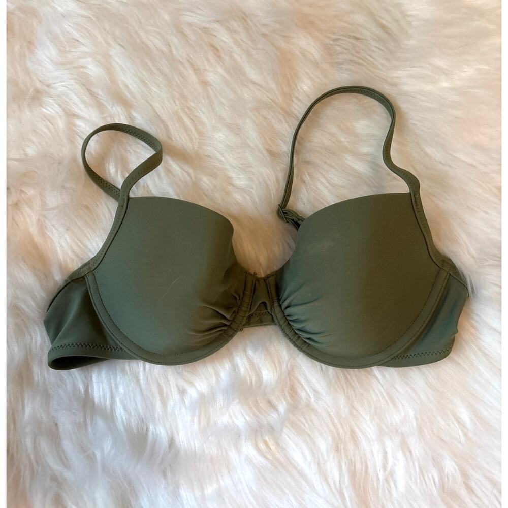 Aerie Olive Green Lightly Lined Underwire Swim Bikini Top Size 36C